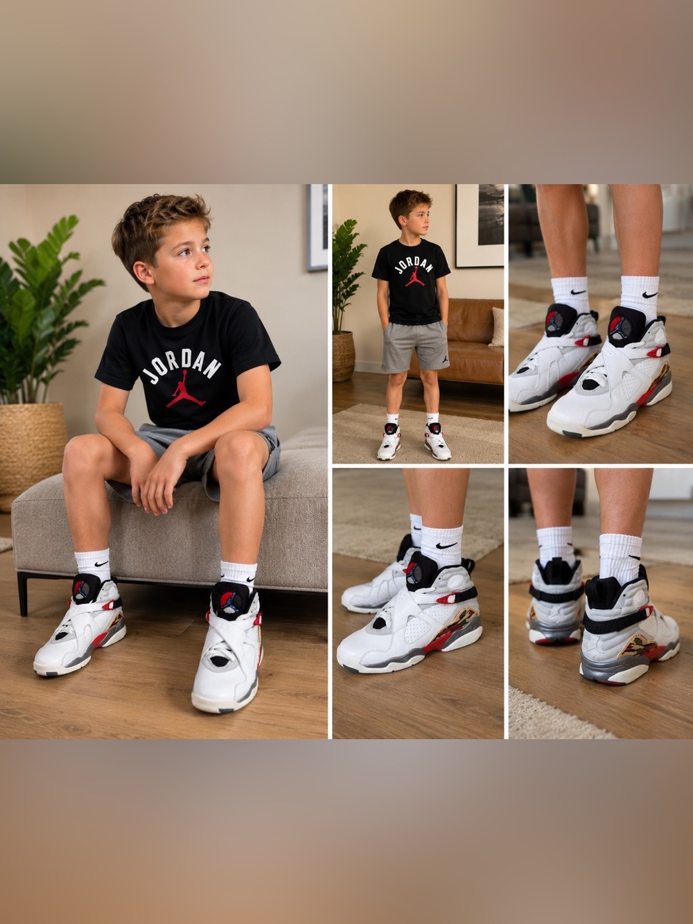 Nike Air Jordan 8 Retro Bugs Bunny White Black Red Boys 6Y
